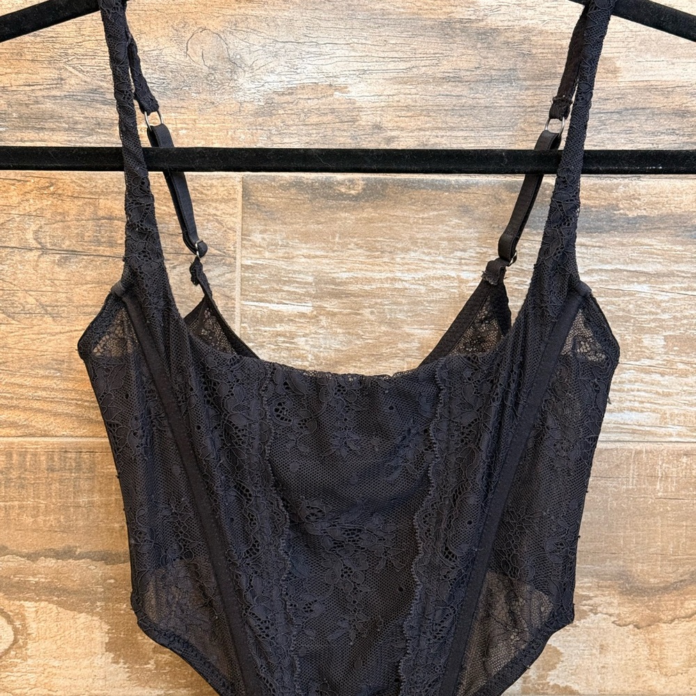Elegant Black Lace Corset Top